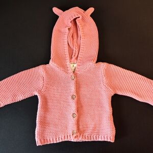 Carter's Baby Girl Pink Knit Hooded Sweater with Ears